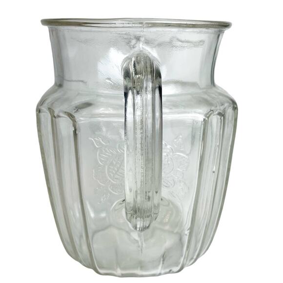 Vintage Anchor Hocking Mayfair Clear Glass Sunflower Open Juice Pitcher 37oz - Picture 9 of 13